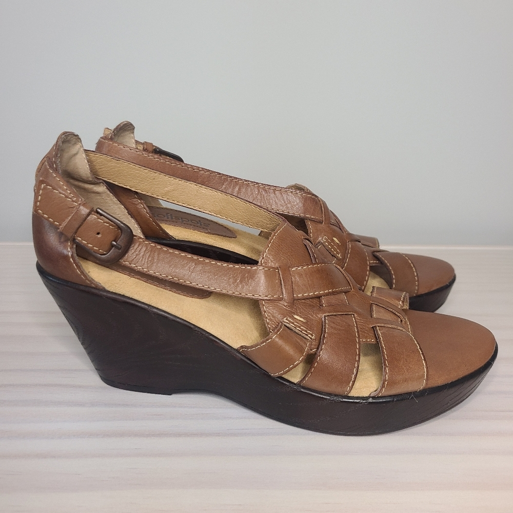 🍉 NEW Softspots Brown Wedge Heel Sandals Size 7.5 - Picture 4 of 7